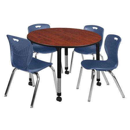 Regency Tables > Height Adjustable > Round Mobile Table & Chair Sets, 48 W, 48 L, 23-34 H, Cherry TB48RNDCHAPCBK40NV